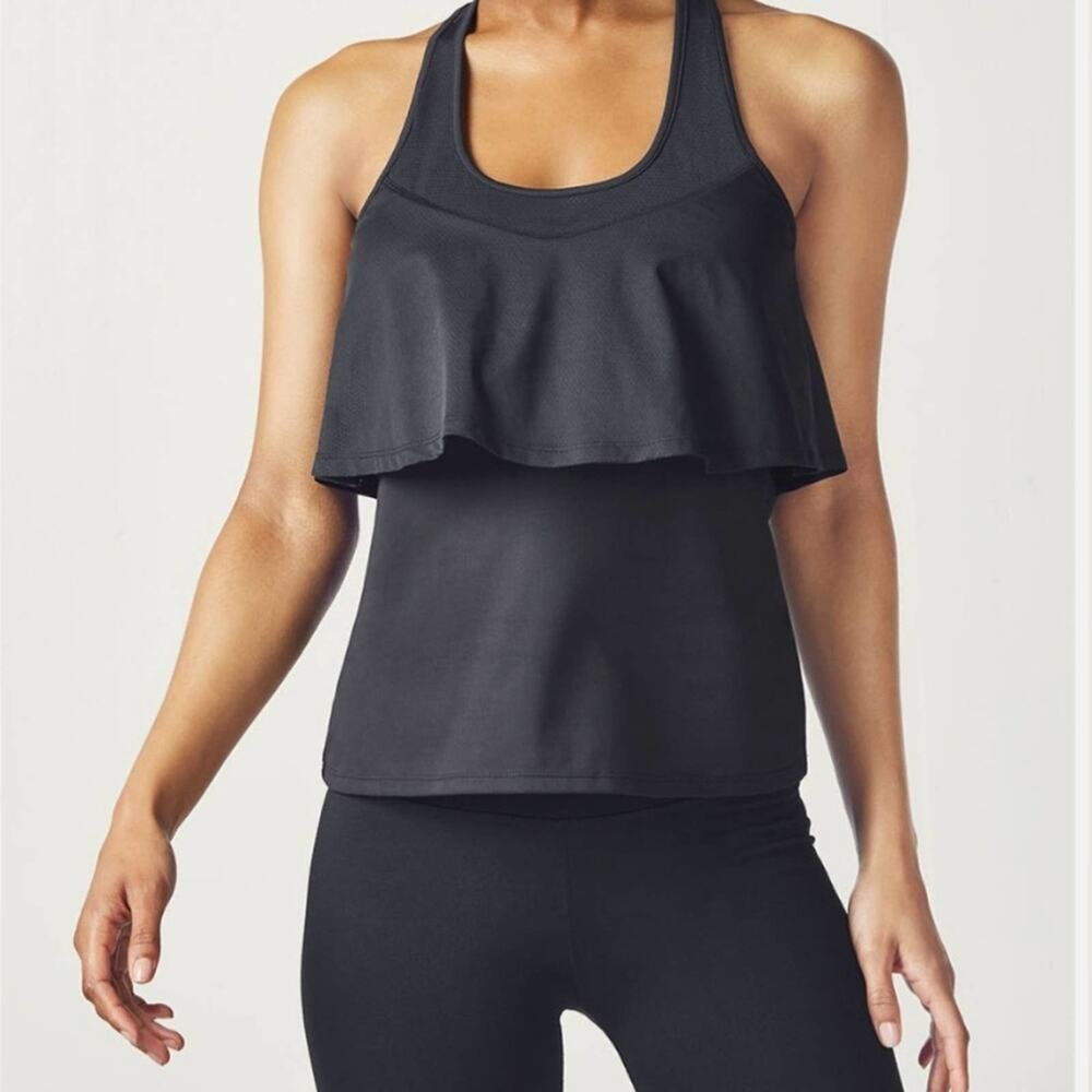 Fabletics Ashlyn Black Layered performance Tank. Size Small